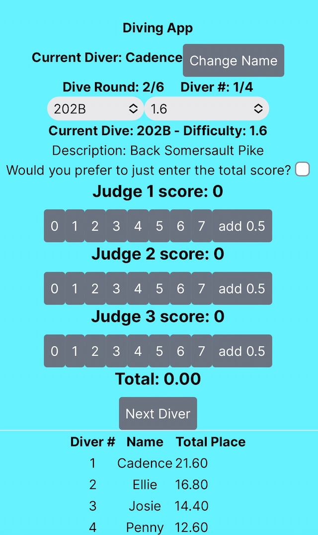Image of my diving app